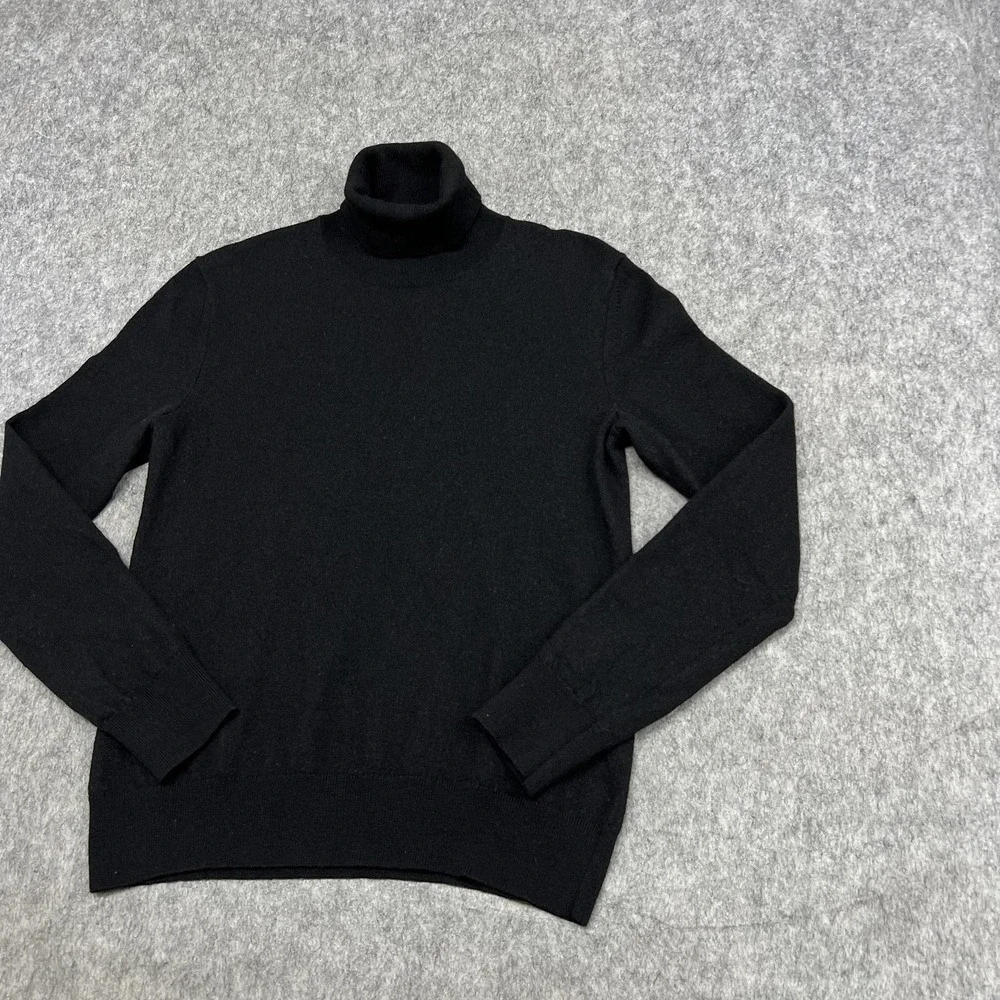 Banana Republic Sweater Mens S Black Italian Merino Turtleneck Pullover Baruffa